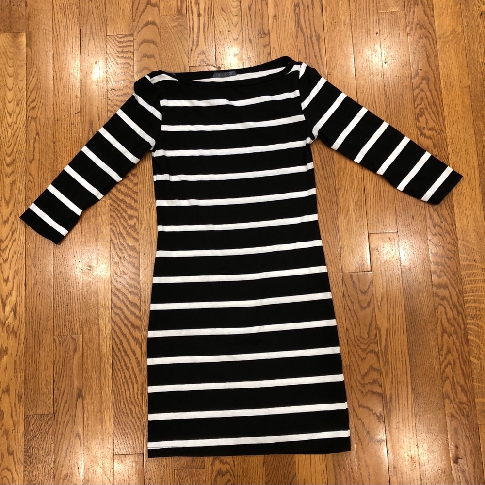 Black and white striped bodycon dress